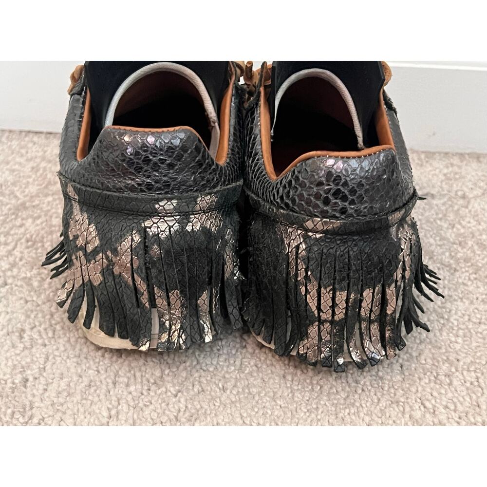 Esseutesse Metallic Python Print Lamb Leather Fri… - image 7